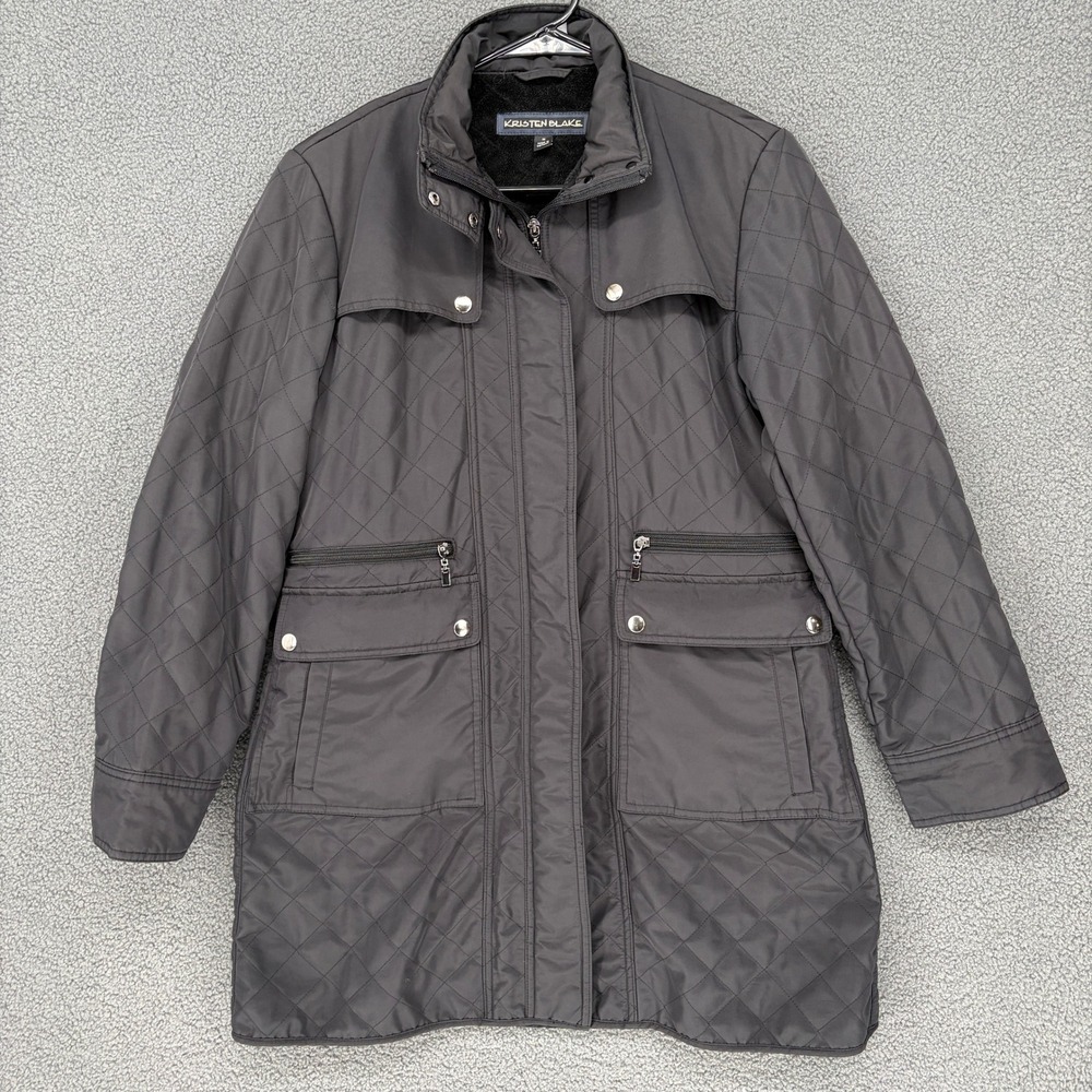 Kristen Blake Quilted Faux Fur Lined Parka Jacket Gray 74419 Womens Medium